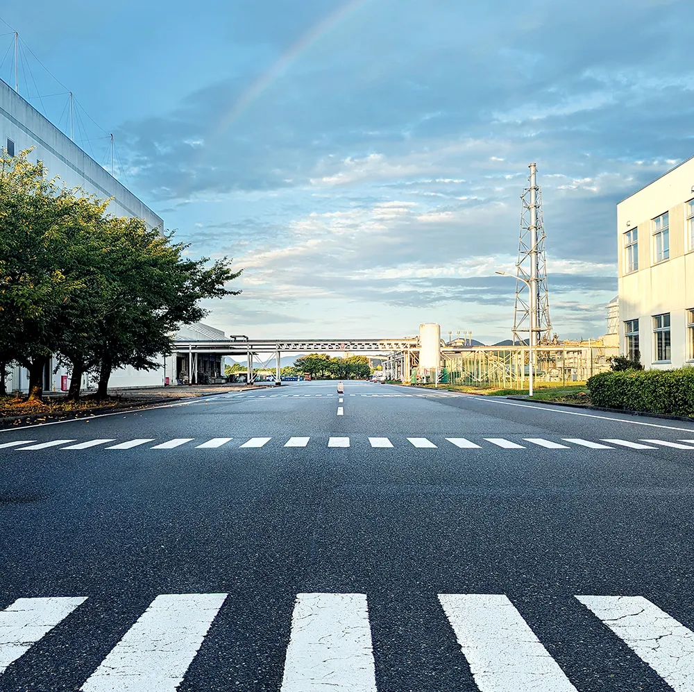 道路と工場の写真
